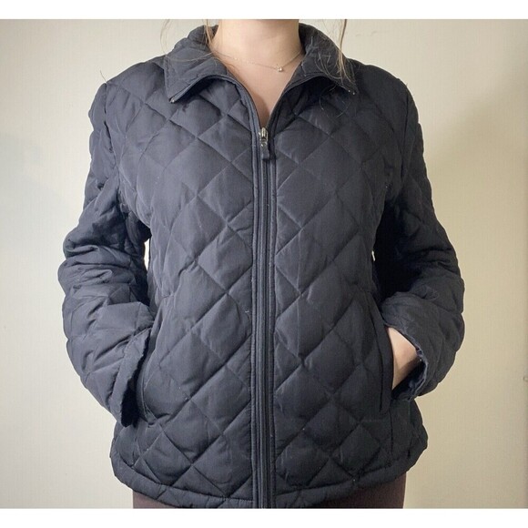 Kenneth Cole Reaction Black Quilted Down Puffer Jacket Y2k Size Large - Picture 1 of 12